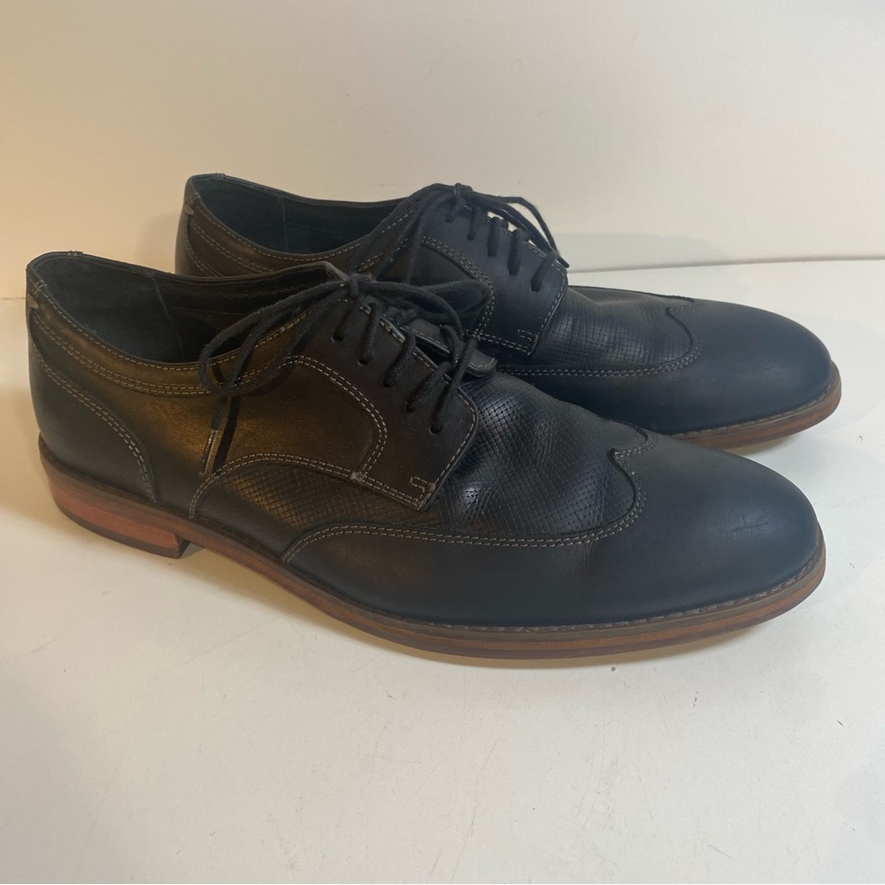 Johnston & Murphy Upton Wingtip Derby Black Leather Dress Shoes Size 8.5